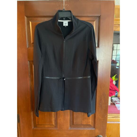 Cabi Relax Convertible Stretch Ponte Knit Long Black Zip Jacket size Medium - Picture 2 of 7